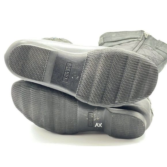 Sperry Saltwater Tall Buckle Nylon Quilt Rain Boot Black Women's Size 7.5 - Picture 10 of 10